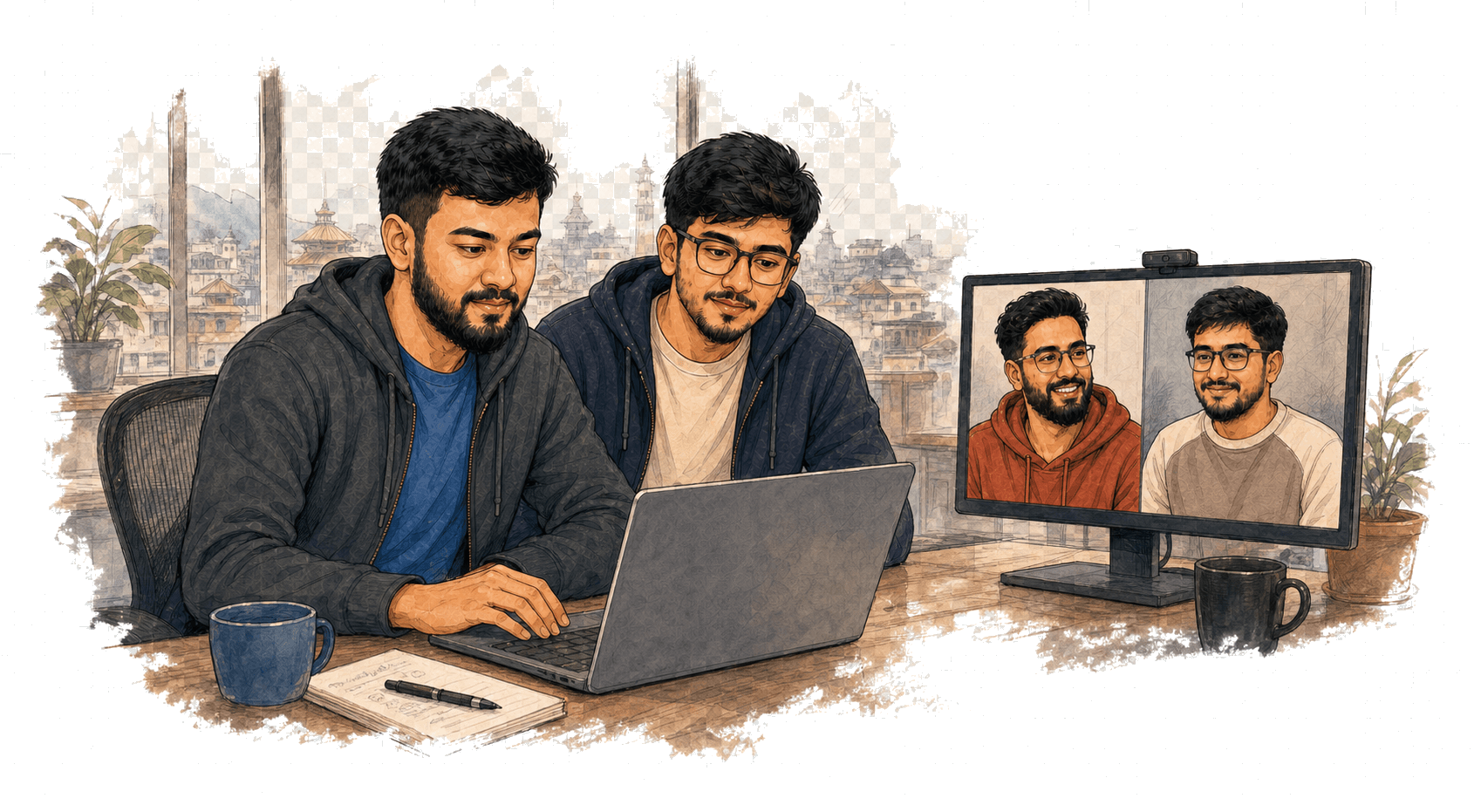 Vividia engineers working together at a shared desk