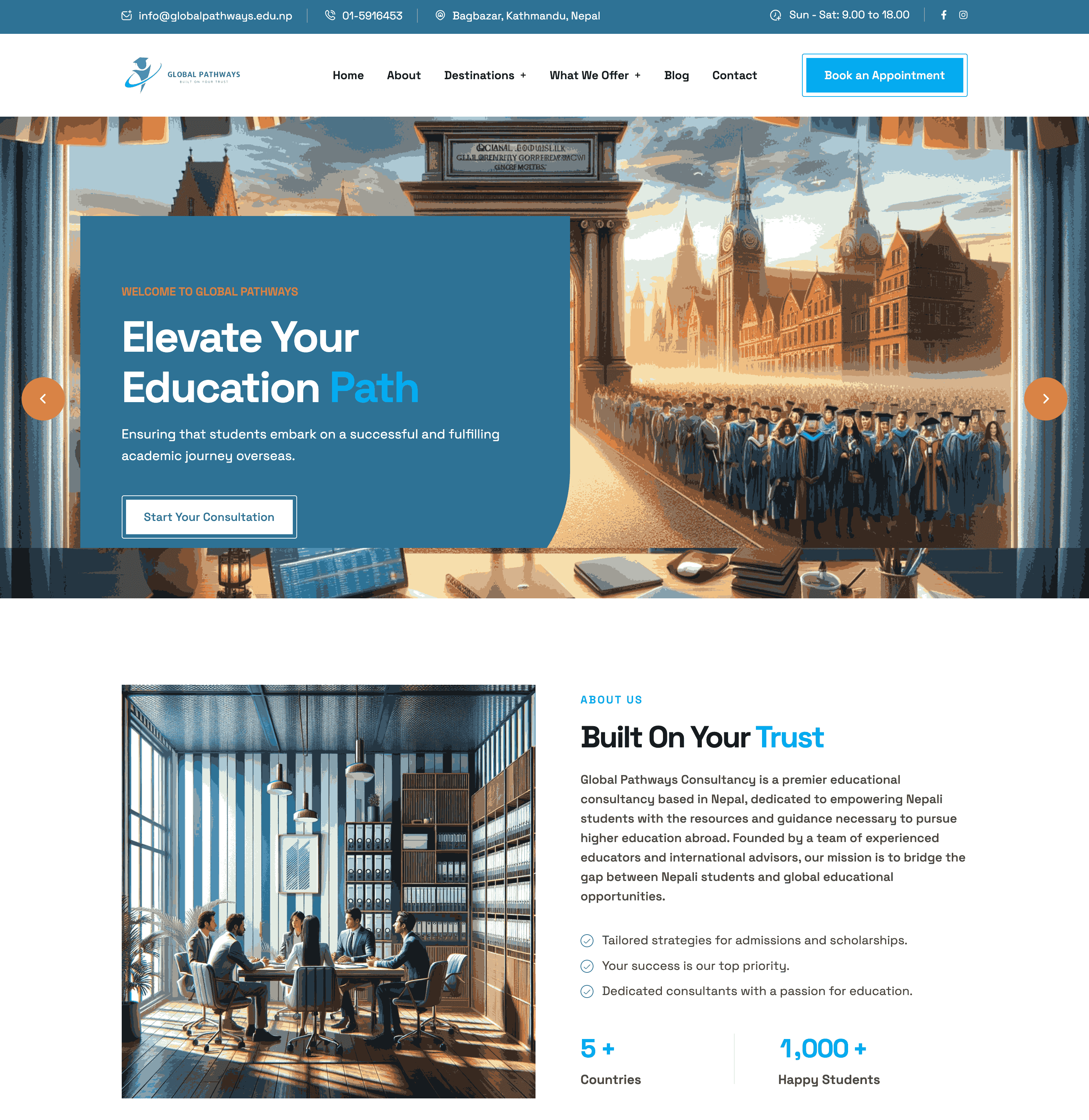 Global Pathways — web development screens